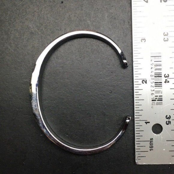 MOP Open Bangle Bracelet As Is Turquoise Blue Green Silver Beach Retro Boho - Picture 6 of 6